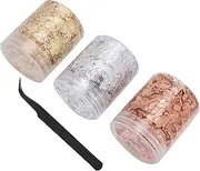 Gold Flakes For Nails, 3pcs Metallic Gold Foil Set Gold Flakes Nail Foils Imitation Gold Foil Flakes Glitter for Resin Jewelry Making, Nails, Painting Art, Crafts and Slime
