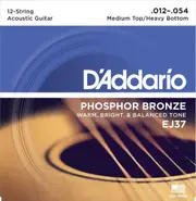 D'Addario EJ37 12-String Phosphor Bronze Acoustic Guitar Strings, Medium Top-Heavy Bottom, 12-54