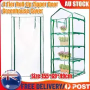 4 Tier Roll-Up Zipper Door Greenhouse Replacement Cover for Gardening Plants AUS