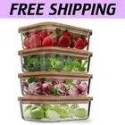 Sustainable Glass Meal Prep Containers with Cutting Board Bamboo Lids - 4 Pack