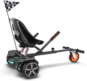 K2 Hoverboard Go Kart with Rear Shock Absorption, Hoverboard Seat Attachment Accessory for 6.5" 8" 10" Hover Board, Adjustable Frame Length & Off-Road Rubber Wheel
