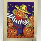 1995 Halloween Flag 29x41.5” Scarecrow In Pumpkin Patch Vtg New Korea
