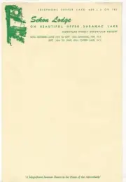 Vintage Stationery Sekon Lodge – Upper Saranac Lake Adirondacks Resort