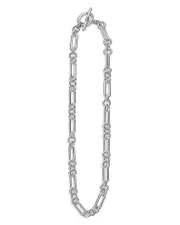 Lagos Sterling Silver Signature Caviar Mixed Link Statement Necklace, 18