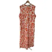 Boohoo Womens Floral Culotte Jumpsuit Size 16 NWT Orange Sleeveless Wide Leg