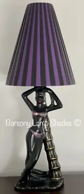 PLASTIC RIBBON PURPLE/BLACK LAMPSHADE for *TALL* CONE* BARSONY LADY LAMP