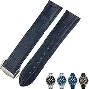 [FULNES] Leather Watchband 18mm 19MM 20mm 22mm For Omega Seamaster 300 De Ville AT150 Moonswatch Speedmaster Watch Strap
