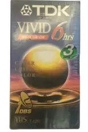 VCR TDK Vivid 3 Pack High Grade VHS 6 Hours T-120 New Sealed 3 pack VHS Tapes
