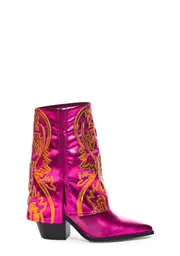 [AZALEA WANG] Esperanza Cowboy Boots- Metallic Pink