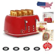 High-Power 4-Slice Retro Toaster with 6 Browning Levels & Easy Clean Features