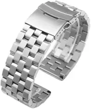 MVBVTKTAER Full Solid Stainless Steel Strap 18mm 20mm 22mm 24mm 26 Watch Band Flat Interface Wristband with Tool Accessories Watch Strap(B,24mm)