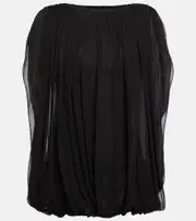 [Rick Owens] Rick Owens Gathered silk chiffon top AU 10 black