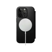 NOMAD Modern Leather Folio Phone Case for iPhone 14 Pro Black Normal Leather