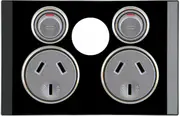 Clipsal Saturn Double Powerpoint without Removable Switch Espresso Black