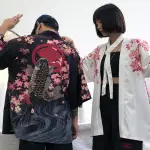 台灣現貨日本風和服外套 3色櫻花鯉魚羽織 藍色白色日本羽織 祭典和服外套 日式外套 和風外套 黑色外套 藍黑色和服