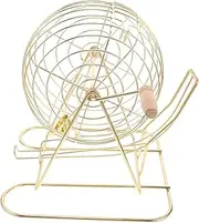 Hohopeti Wooden Bingo Machine Small Bingo Ball Cage Handle Hand Cranked Portable Foldable Child-Friendly Game Equipment