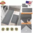 Durable TPR Back Non-Slip Kitchen Mats - Machine Washable Set of 2 in Grey