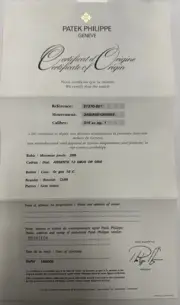 Patek Philippe Authentic Watch Certificate Of Origin Warranty 5127 G Calatrava