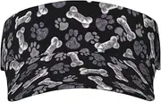 Dog Puppy Paw Print Sunscreen Visor Hats for Women Men Adjustable Empty Top Beach Cap Hat Adults Outdoor Sports Black, Black, One Size