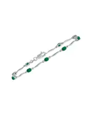 Silver 1.59 ct. tw. Diamond & Emerald Bracelet