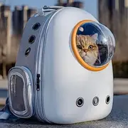 Transparent Pet Carrier Backpack, Portable Space Capsule for Cats and Small Dogs up to 7kg, 33x28x44cm, Pink (White Plus)