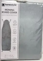 Standard Cotton Padded Ironing Board Cover & Pad (15"x54") SHINY GREY COLOR, HS
