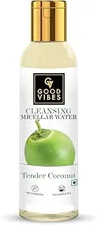 Good Vibes Tender Coconut Cleansing Micellar Water, 120 ml | Makeup Remover For All Skin Types | Hydrating, Moisturizing & Soothing Micellar Cleansing Water | Vegan, No Parabens, Sulphates & Silicones