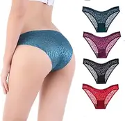 [QincLing] Womens Lace Seamless Panties,Hipster Low Rise Briefs Bikini Underwear(4 Pack)