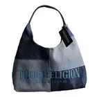 True Religion Blue Denim Patchwork Hobo Shoulder Bag NWT Buddha Logo BRAND JEANS