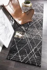 Gynama Charcoal Contemporary Runner Rug