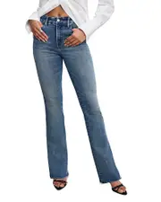 Good American Soft Tech Good Classic High Rise Bootcut Jeans in Indigo 863