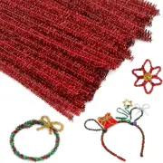 100Pieces Pipe Cleaners Chenille Stem, Glitter Red Craft Pipe Cleaners, Fuzzy St