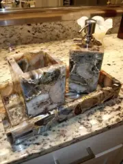 Handmade Unique Agate Stone Soap Dispenser & Accessories Set