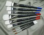 artist paint brushes exclusive Michael Lang design nylon flat filbert signature