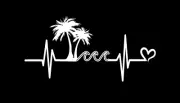 Palm Tree Beach Waves Heartbeat MKR Decal Vinyl Sticker |Cars Trucks Vans Walls