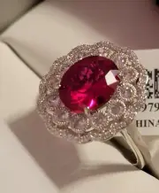 Vanna K For Bella Luce Ruby And White CZ Platineve Silver Ring Size 11