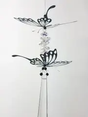Butterfly crystal suncatcher gift, black & clear prisms Handmade in Australia