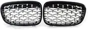 Vuzmode Chrome Black Diamond Grille Grill 1 Pair Outdoor Anti-resistance Repairing Parts, for BMW, for 1 Series F20 F21 2011 2012 2013 2014 Car Radiator Grille(Grass Green)