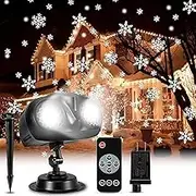 Christmas Projector, Snowfall Projector Lights, Waterproof Christmas LED Snowflake Projector Lights, with Remote Control & Timer, Rotating Snowflakes Lights, for Indoor and Outdoor Festive Decor