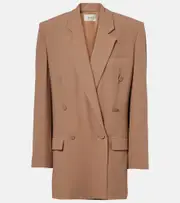 [Saint Laurent] Saint Laurent Double-breasted silk blazer UK 10 brown