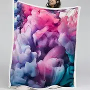 Lamb Wool Double Blanket Abstract Sherpa Blanket Splash of Paint Plush Bedspread Colored Queen Bed Blanket Modern Home Decorations 100*130cm