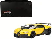 Bugatti Chiron Pur Sport Yellow and Black 1/18 Model Car by Top Speed TS0388