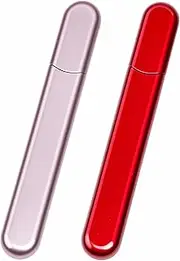 2 Pack Glass Nail Shiner with Case - 2-in-1 Glass Nail Files Shaping Nano Nail Buffer Crystal Polisher Manicure Tools for Home Salon Use, Stocking Stuffers for Women