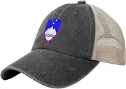 [Generic] National Emblem of Slovenia Cowboy Mesh Baseball Cap for Slovenian Man Woman Outdoor Adjustable Denim Hat