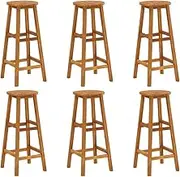 Bar Stools 6 pcs, Breakfast Bar Stools, Kitchen Round Height Stools with Footrest for Dining Room, Kitchen, Party, Easy Assembly, 34 x 34 x 76 cm
