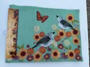 Tapestry Placemats Blue/turquoise With Birds Set Of 4 Summer Theme Floral 13x8