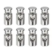 8Pcs Metal Cord Locks 4.2mm Single Hole Toggle Spring Stop Silver White