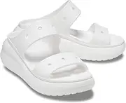 [Crocs] Unisex Adult Classic Crush Platform Sandals, White, 15 Women/13 Men