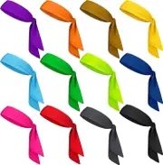 12 Pack Head Tie Headbands for Men Women Ninja Karate Headbands for Kids Adjustable Elastic Bandana Sweatbands Athletic Hair Wrap Bands for Sports Ten