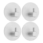 4Pcs Self Adhesive Towel Hooks, Metal Round Sticky Hooks for Home, Silver